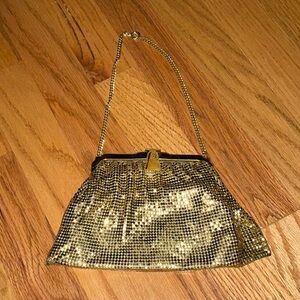 Vintage Whiting & Davis Gold Chainmail Mesh Pouch Purse Bag